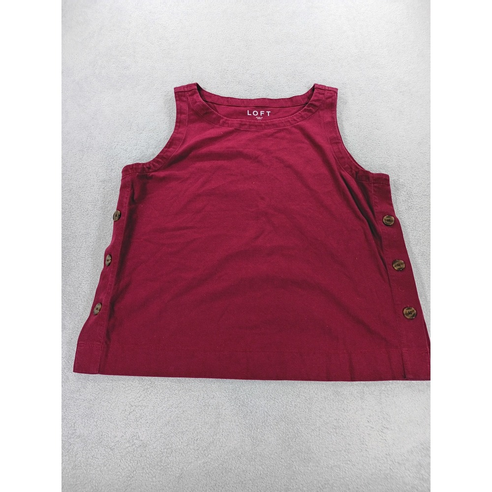 Loft Womens Tank Top Burgundy Medium Side Button Detail